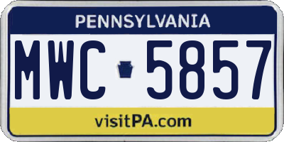 PA license plate MWC5857