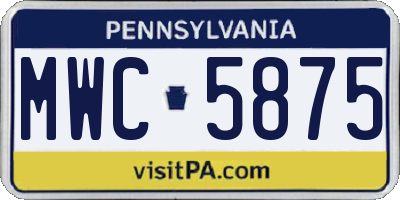 PA license plate MWC5875