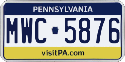 PA license plate MWC5876