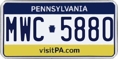PA license plate MWC5880