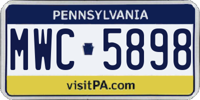PA license plate MWC5898
