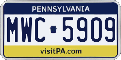 PA license plate MWC5909