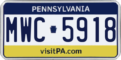 PA license plate MWC5918