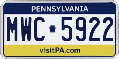 PA license plate MWC5922