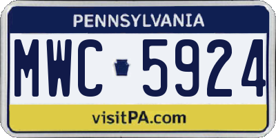 PA license plate MWC5924
