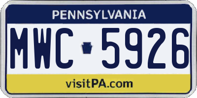 PA license plate MWC5926
