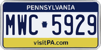PA license plate MWC5929