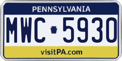 PA license plate MWC5930