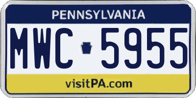PA license plate MWC5955