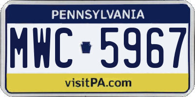 PA license plate MWC5967