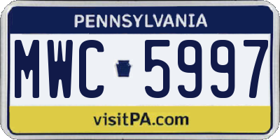 PA license plate MWC5997