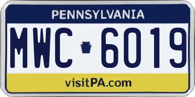 PA license plate MWC6019