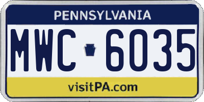 PA license plate MWC6035