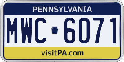 PA license plate MWC6071