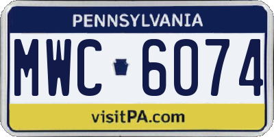 PA license plate MWC6074