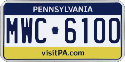 PA license plate MWC6100