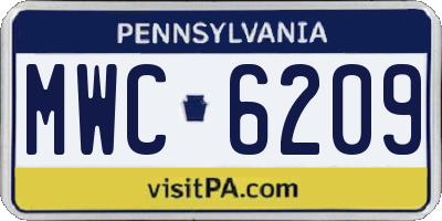 PA license plate MWC6209