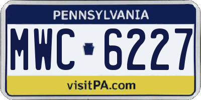 PA license plate MWC6227
