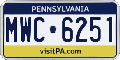 PA license plate MWC6251