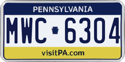 PA license plate MWC6304