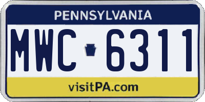 PA license plate MWC6311