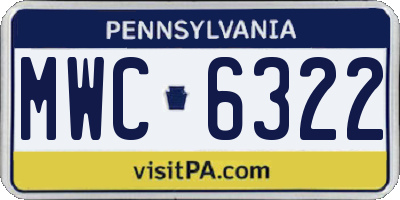 PA license plate MWC6322