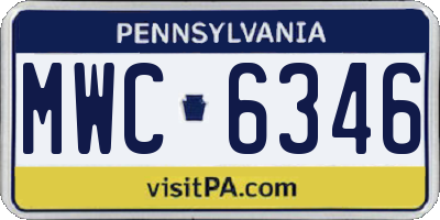 PA license plate MWC6346