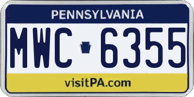 PA license plate MWC6355