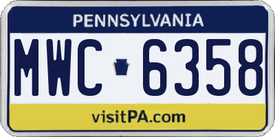 PA license plate MWC6358