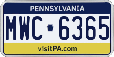 PA license plate MWC6365