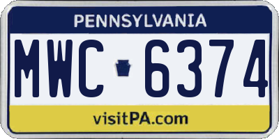 PA license plate MWC6374