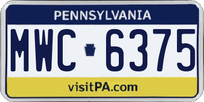 PA license plate MWC6375