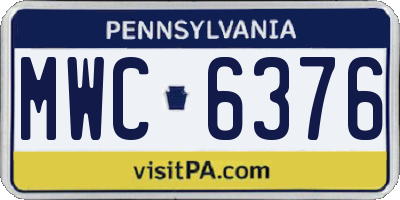 PA license plate MWC6376