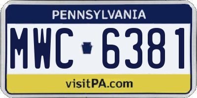 PA license plate MWC6381