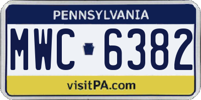 PA license plate MWC6382