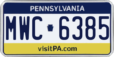 PA license plate MWC6385