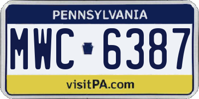 PA license plate MWC6387