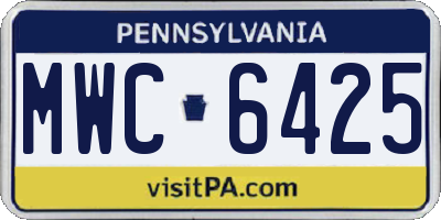 PA license plate MWC6425
