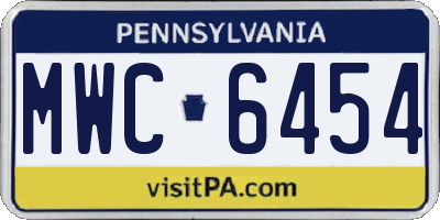 PA license plate MWC6454