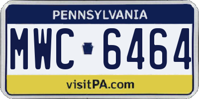 PA license plate MWC6464