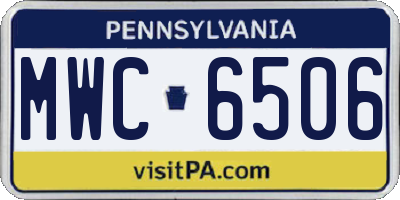 PA license plate MWC6506