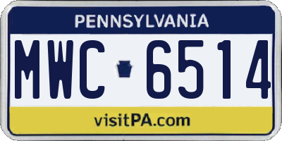 PA license plate MWC6514