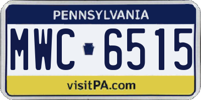 PA license plate MWC6515
