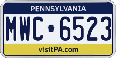 PA license plate MWC6523