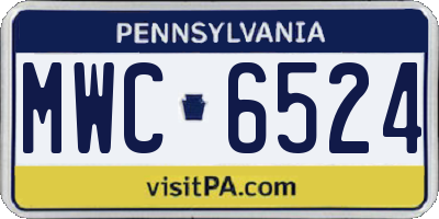 PA license plate MWC6524