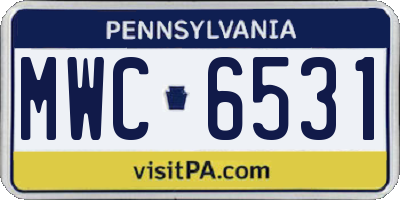 PA license plate MWC6531