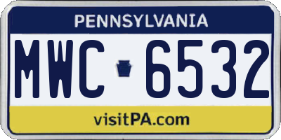 PA license plate MWC6532