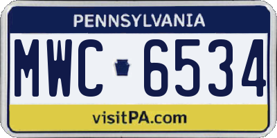 PA license plate MWC6534