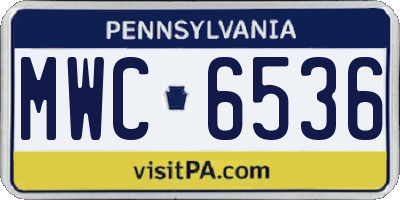 PA license plate MWC6536