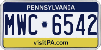 PA license plate MWC6542